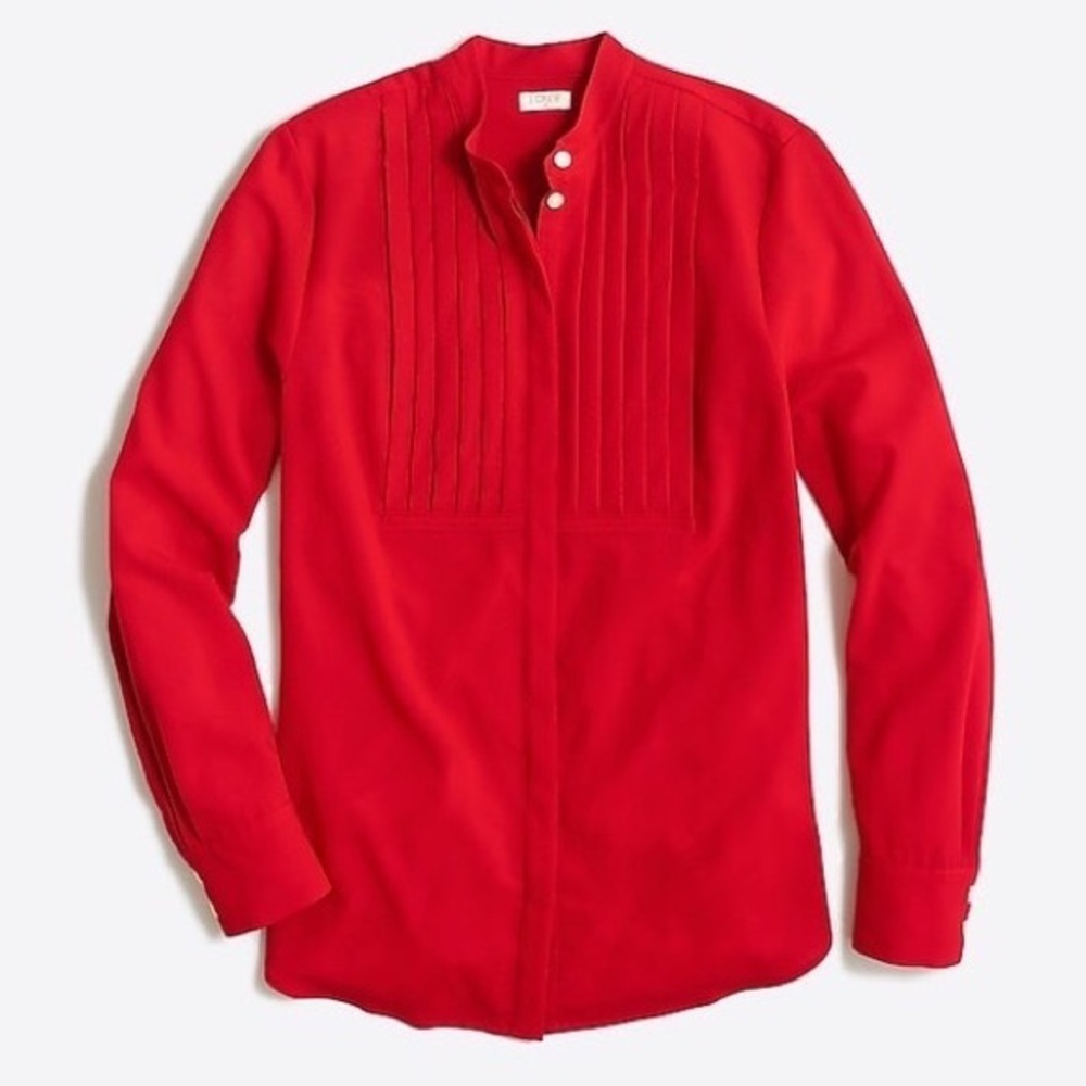 J Crew Pleated Tuxedo Buttondown Blouse - image 1